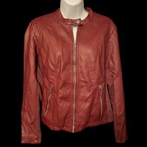 Express Brand Leather Jacket Dark Red